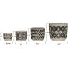 imageCreative CoOp Modern Stoneware Planters with HandPainted Geometric Designs Set of 4 Sizes Black and Natural