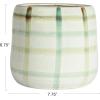 imageCreative CoOp Round Grid Pattern Stoneware Planter Multicolor