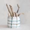 imageCreative CoOp Round Grid Pattern Stoneware Planter Multicolor