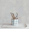 imageCreative CoOp Round Grid Pattern Stoneware Planter Multicolor