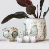 imageCreative CoOp Stoneware Pod Shaped Vase with 3 Sections and Organically Shaped Edge Distressed White