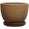 imageCreative CoOp 925 Inches Round Stoneware Saucer and Reactive Glaze Holds 8 Inches Pot Brown Set of 2 Planter
