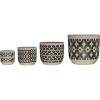 imageCreative CoOp Modern Stoneware Planters with HandPainted Geometric Designs Set of 4 Sizes Black and Natural