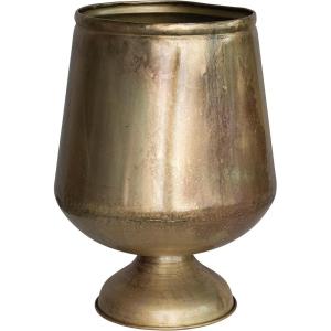 imageCreative CoOp 125 Inches Round Metal Footed Planter Holds 9 Inches Pot Antique Brass Finish
