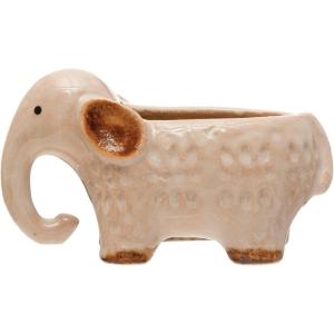 imageCreative CoOp 2Tone Stoneware Elephant Ivory Planter