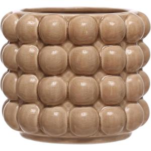 imageCreative CoOp 6 Inches Round Stoneware Raised Dots Holds 4 Inches Pot Tan Planter