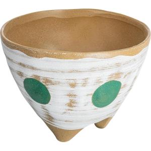imageCreative CoOp Boho Stoneware Footed Painted Geometric Design Multicolor Planter White