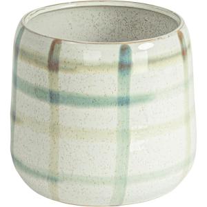 imageCreative CoOp Round Grid Pattern Stoneware Planter Multicolor