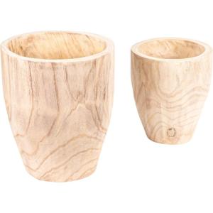 imageCreative CoOp Rounded Paulownia Wood Pots Set of 2 SizesModern