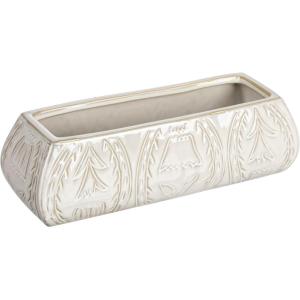 imageCreative CoOp Stoneware Etched Flower Design White Planter