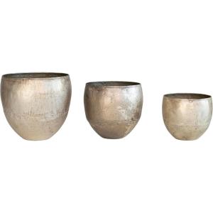 imageCreative CoOp Various Round Metal Distressed Pewter Finish Holds 6 Inches 5 Inches and 4 Inches Pots Set of 3 Planter