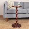 imageCreative CoOp Ergo Pedestal Cocktail Side Table Dove GreyDark Chestnut
