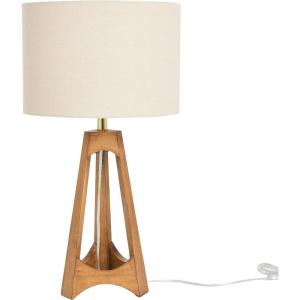 imageAFrame Rubber Wood Table Lamp with Cream Linen Shade Espresso