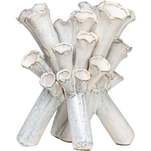 imageCreative CoOp Handmade Stoneware Sculpture Reactive Glaze Finish Each one Will Vary Vase White