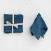 imageCreative CoOp 10 Inches Square Stonewashed Linen Cocktail Party and Kitchen Use Navy Color Set of 4 Napkin Blue