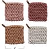 imageCreative CoOp 8 Inches Square Solid Color Cotton Crocheted Leather Loop Handle for Cooking Multicolor Set of 4 Pot Holders
