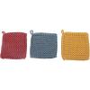 imageCreative CoOp Square Crochet Cotton Pot Holders with Leather Loop Set of 3 Colors