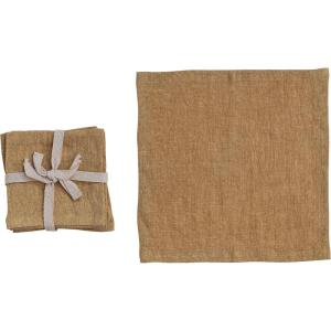 imageCreative CoOp 10 Inches Square Stonewashed Linen Cocktail Party and Kitchen Use Mustard Color Set of 4 Napkin Yellow