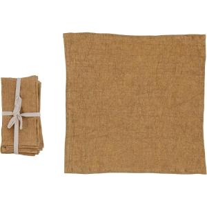 imageCreative CoOp 18 Inches Square Stonewashed Linen Dinner Kitchen Use Mustard Color Set of 4 Napkin Yellow
