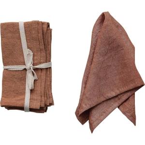 imageCreative CoOp 18 Inches Square Stonewashed Linen Dinner Kitchen Use Rust Color Set of 4 Napkin Orange