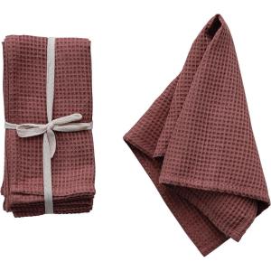 imageCreative CoOp 18 Inches Square Woven Linen and Cotton Waffle Dinner Kitchen Use Berry Color Set of 4 Napkin Pink