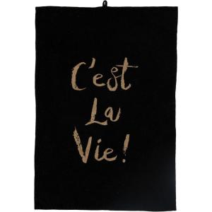 imageCreative CoOp Cotton Cest La Vie Written in Gold Foil on Front Tea Towel 27quot x 20quot Black