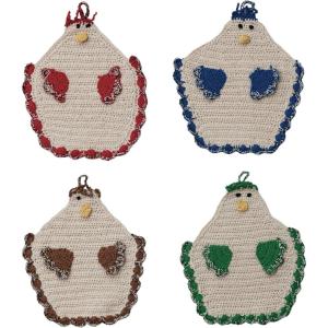 imageCreative CoOp Cotton Crocheted Chicken Pot Holder Multicolor Set of 4