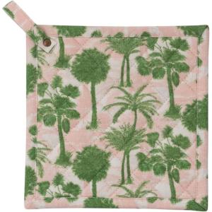imageCreative CoOp Cotton Palm Tree Pattern Pot Holder 8quot L x 8quot W x 0quot H Pink