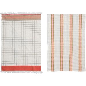 imageCreative CoOp Cotton Pattern 2 Styles Tea Towels 18quot L x 18quot W x 0quot H Multicolor