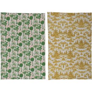 imageCreative CoOp Cotton Printed Pattern 2 Colors 2 Styles Tea Towels 28quot L x 18quot W x 0quot H Multicolor