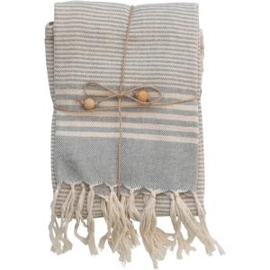 imageCreative CoOp Cotton Stripes and Fringe Set of 3 Styles Tea Towel Multi
