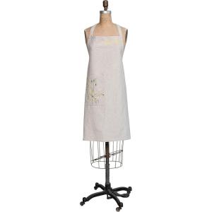 imageCreative CoOp Cotton and Linen Printed Kitchen and Dining HandEmbroidery Flower Design and French Knots Multicolor Apron Natural