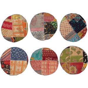 imageCreative CoOp Round Cotton Patchwork Kantha Multicolor Placemat Multi Large