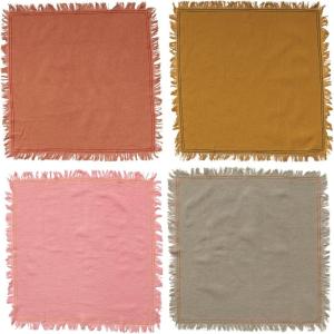 imageCreative CoOp Square Cotton Fringe Set of 4 Colors Napkin Multi