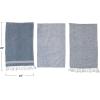 imageCreative CoOp Cotton Blend Patterns and Fringe Set of 3 Styles Blue and White Tea Towel