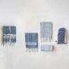 imageCreative CoOp Cotton Blend Patterns and Fringe Set of 3 Styles Blue and White Tea Towel