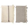 imageCreative CoOp Large Woven Cotton Stripes and Fringe Design for Kitchen Natural and Black Set of 2 Tea Towel