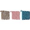 imageCreative CoOp 8 Inches Square Woven Cotton Crocheted Cooking Multicolor Set of 3 Pot Holders