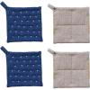 imageCreative CoOp HandEmbroidered Cotton Slub Pot Holder Blue and Grey Set of 2