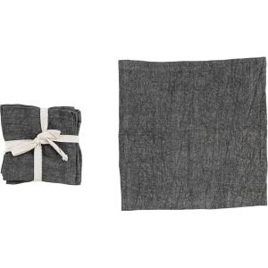 imageCreative CoOp 10 Inches Square Stonewashed Linen Cocktail Party and Kitchen Use Charcoal Color Set of 4 Napkin Gray