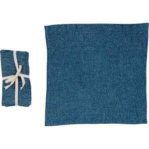 imageCreative CoOp 18 Inches Square Stonewashed Linen Dinner Kitchen Use Navy Color Set of 4 Napkin Blue