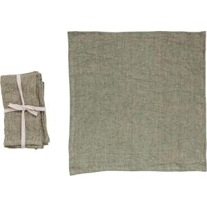 imageCreative CoOp 18 Inches Square Stonewashed Linen Dinner Kitchen Use Olive Color Set of 4 Napkin Green