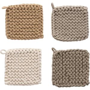 imageCreative CoOp Cotton Crocheted 4 Colors Pot Holders 8quot L x 8quot W x 0quot H Multicolor