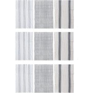 imageCreative CoOp Eclectic Cotton Slub Weave Tea Towels White and Black Set of 3