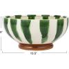 imageCreative CoOp 1025 Inches Round HandPainted Stoneware Footed Stripes and Reactive Glaze Green White and Brown Bowl Multi
