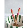 imageCreative CoOp 12 Inches Teakwood Kitchen Salad Servers with Rattan Wrapped Handles and Drawstring Bag Multicolored Set of 2