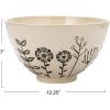 imageCreative CoOp 125 Inches HandPainted Stoneware Serving Embossed Flowers Cream and Black Bowl