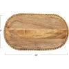 imageCreative CoOp 16 Inches HandCarved Mango Wood Beads Natural and Gold Finish Tray