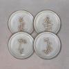 imageCreative CoOp 5 Inches Round Stoneware Reactive Glaze with 4 Flower Design Styles Cream and Brown Set of 12 Dish