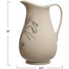 imageCreative CoOp 65 Inches 2Quart Stoneware Flower Design White and Charcoal Pitcher